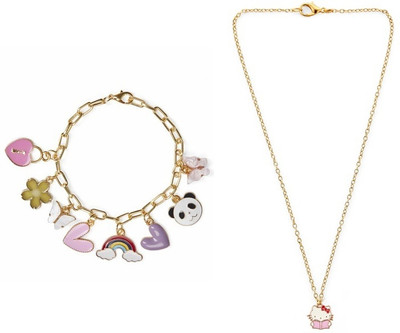 EnlightenMani Alloy Gold-plated Multicolor, Pink Jewellery Set(Pack of 2)