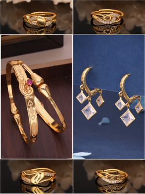 VEDDAA Brass Gold-plated Red, Ruby Red Jewellery Set(Pack of 6)