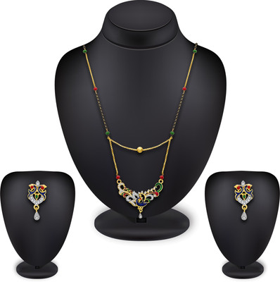 AADITA Alloy Gold-plated Black, Gold, Silver Jewellery Set(Pack of 1)