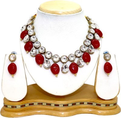 DHIVARA Metal, Alloy Copper Maroon Jewellery Set(Pack of 1)