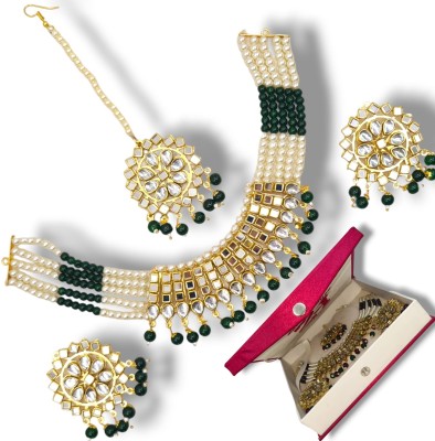 Harsh Z house Lucknow Brass Brass White, Green Jewellery Set(Pack of 6)