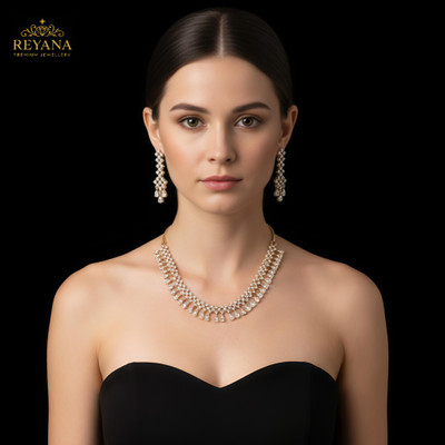 REYANA Brass White, Gold Jewellery Set(Pack of 1)