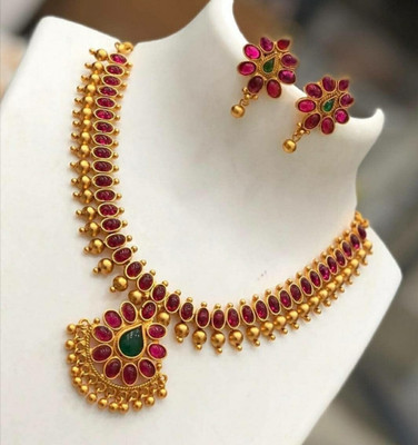 Aadesh Creation Alloy Gold-plated Multicolor Jewellery Set(Pack of 1)