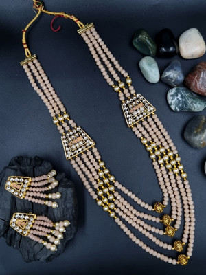 aarnaa Alloy Gold-plated Beige Jewellery Set(Pack of 1)