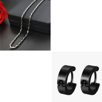 MAATRCHAAYA Stainless Steel Sterling Silver, Titanium Black, Silver Jewellery Set(Pack of 2)