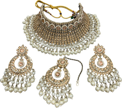 SS IMITATION JEWELLERY Alloy Gold-plated Gold Jewellery Set(Pack of 3)