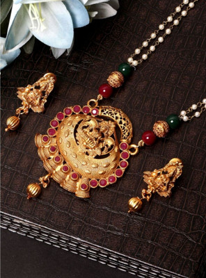 CHARMING JEWELS Alloy Gold-plated Red Jewellery Set(Pack of 1)