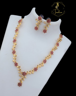 TINALIVA Brass Gold-plated Rose Gold, Gold Jewellery Set(Pack of 1)