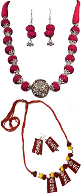HOUSE OFF COMMON Oxidised Silver Multicolor, Red Jewellery Set(Pack of 2)