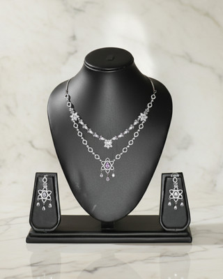 DIVYASHVI FASHION Alloy Silver White, Silver Jewellery Set(Pack of 1)