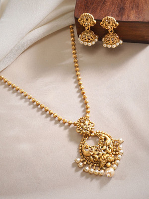 RUBANS Brass Brass Gold Jewellery Set(Pack of 3)