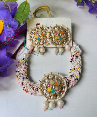 ZMS Glass Gold-plated Multicolor Jewellery Set(Pack of 3)