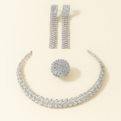 Blooming Jwells Alloy Silver White Jewellery Set(Pack of 3)