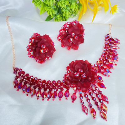 blush bella Glass Red Jewellery Set(Pack of 1)