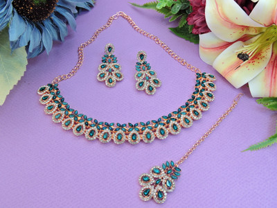 VATSALYA creation Alloy Gold-plated Turquoise Jewellery Set(Pack of 1)