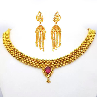 Heer Collection Brass, Copper, Dori, Alloy Gold-plated Gold, Copper, Red Jewellery Set(Pack of 2)
