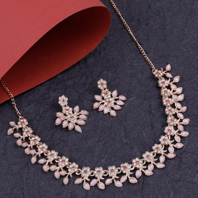 Shostopper by Sukkhi Alloy Brass Pink Jewellery Set(Pack of 1)