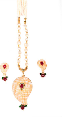 ORUKA Copper Gold-plated Maroon, Gold Jewellery Set(Pack of 1)