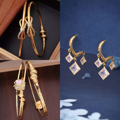 Sangria Brass Gold-plated White, Yellow Jewellery Set(Pack of 3)