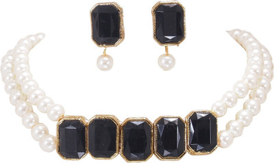Ronak Fashion Alloy Gold-plated Black Jewellery Set(Pack of 1)