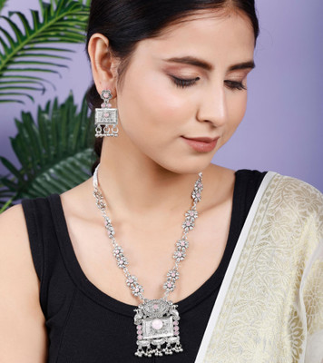 SHARANYA Alloy Silver Pink Jewellery Set(Pack of 1)