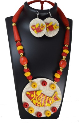LIBNIQUE FASHION Oxidised Silver Red, Yellow Jewellery Set(Pack of 2)