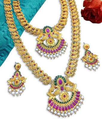 JANAVI Alloy Gold-plated Multicolor Jewellery Set(Pack of 1)
