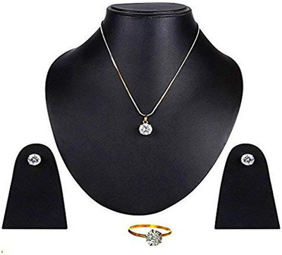 BELLACRAZE Brass Gold-plated White Jewellery Set(Pack of 1)