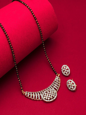 KALPANA CHUDIGHAR Alloy Gold-plated Silver, Black Jewellery Set(Pack of 1)