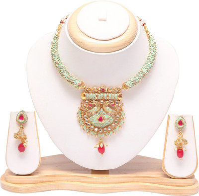Swarajshop Alloy Gold-plated Pink Jewellery Set(Pack of 1)
