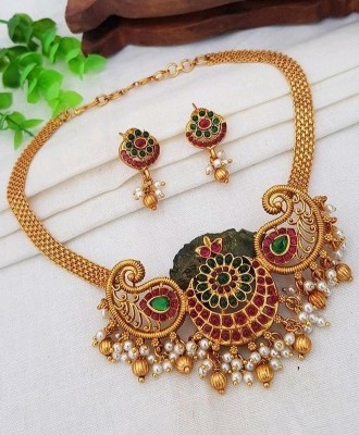 Pamadhya Brass, Copper Gold-plated Multicolor Jewellery Set(Pack of 1)