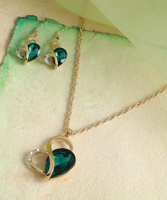 SOHI Alloy Gold-plated Green Jewellery Set(Pack of 3)