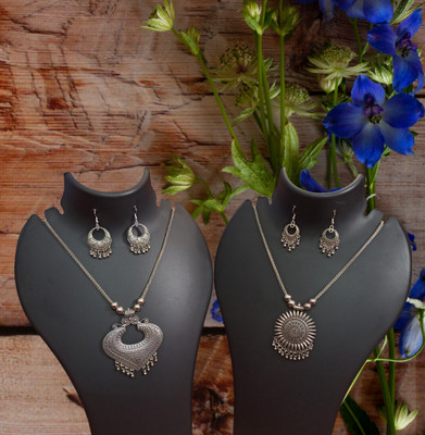 Maity Mitra Oxidised Silver Silver Silver Jewellery Set(Pack of 4)