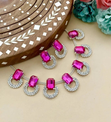MayrasCreations Alloy Pink Jewellery Set(Pack of 1)