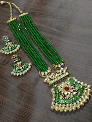 SMDJ JEWL Brass Gold-plated Green Jewellery Set(Pack of 3)