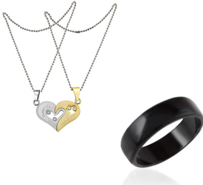 MAATRCHAAYA Brass, Alloy, Stainless Steel Titanium, Sterling Silver, Gold-plated, Silver Silver, Gold, Black Jewellery Set(Pack of 2)