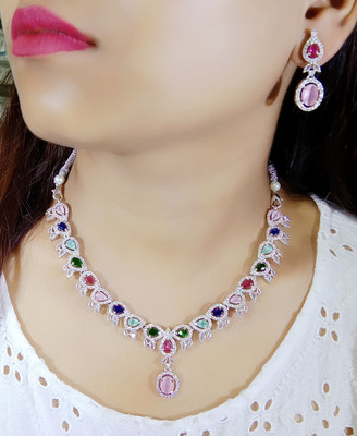 NEN COLLECTION Alloy Silver Multicolor Jewellery Set(Pack of 3)