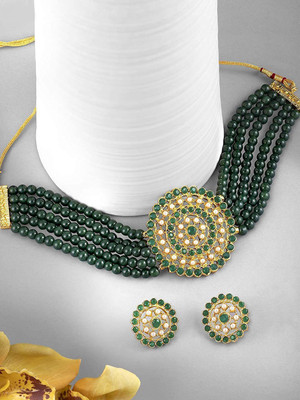 Lathar Alloy Gold-plated Green, Gold Jewellery Set(Pack of 1)
