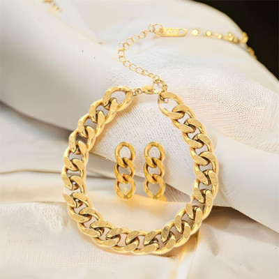 MYKI Stainless Steel Gold-plated Gold Jewellery Set(Pack of 2)