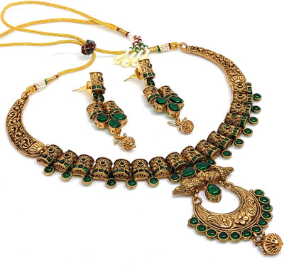BluCandy Copper Gold-plated Gold, Green Jewellery Set(Pack of 1)
