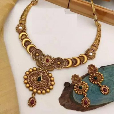 MJ and Daughters Alloy Gold-plated Gold Jewellery Set(Pack of 1)