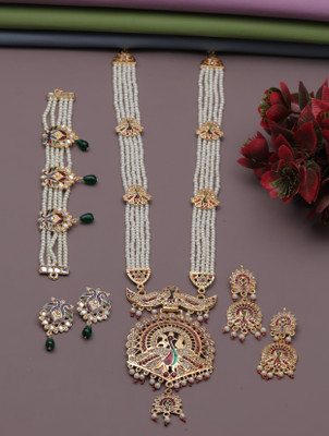 VISITART JEWELLERY Alloy Gold-plated White Jewellery Set(Pack of 6)