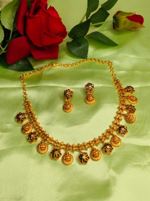 Varnam Fashions Brass Gold-plated Multicolor Jewellery Set(Pack of 1)
