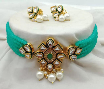 Nivaan Mother of Pearl Gold-plated Green Jewellery Set(Pack of 1)