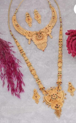 DIKAYORA ENTERPRISE Brass, Copper, Alloy Gold-plated Gold Jewellery Set(Pack of 2)