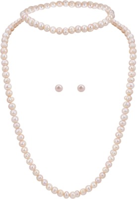 DD Pearls Mother of Pearl Pink Jewellery Set(Pack of 1)