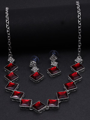 SAIYONI Alloy Silver Red Jewellery Set(Pack of 3)