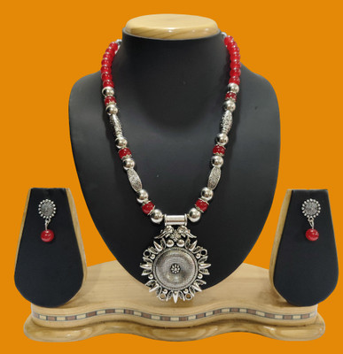 HARIHARA FASHION Oxidised Silver Red, Silver Jewellery Set(Pack of 1)