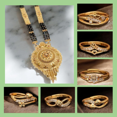 Hetshree Brass Gold-plated Gold, Multicolor Jewellery Set(Pack of 7)