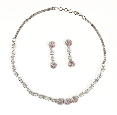 house of common Brass Rhodium White, Pink Jewellery Set(Pack of 1)